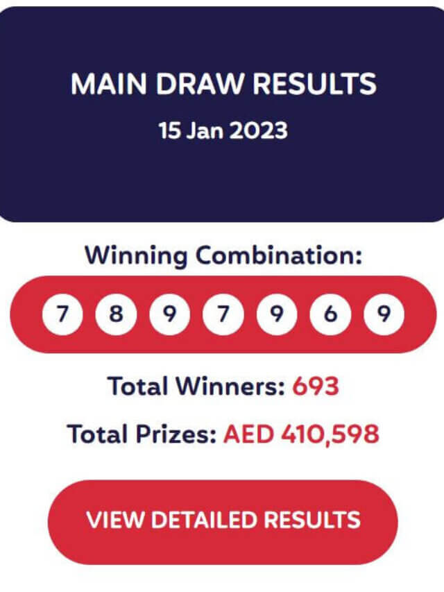 Emirates Draw Today – MEGA7 Results and Winners 15/01/2023